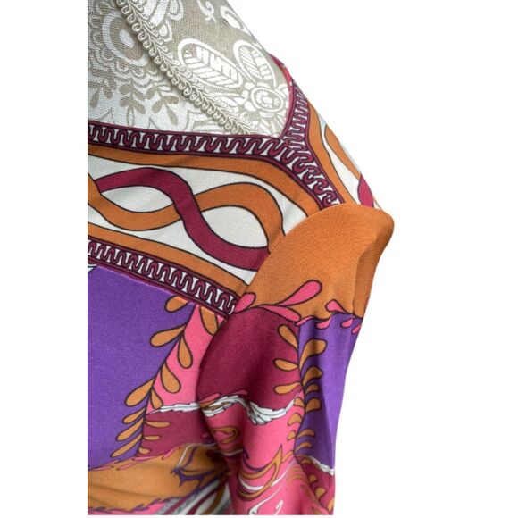 Donna Morgan Midi Sheath Stretchy Dress 3/4 sleeves Red Pink Purple Sz 10 Medium - Picture 3 of 11